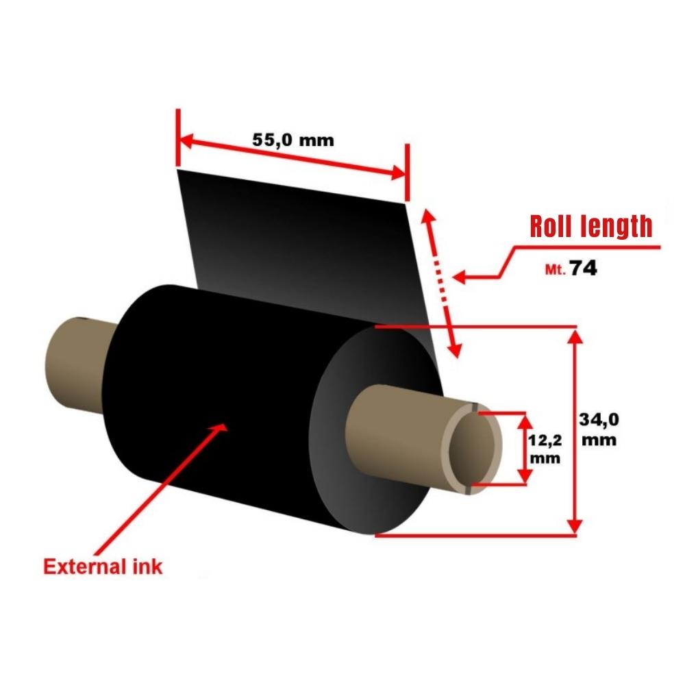 PLS - Black Wash Ink Ribbon 55mmx74m